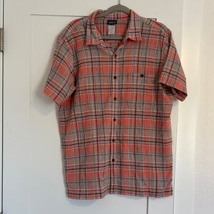 Patagonia Coral, Red and Black Casual Button Down Shirt
